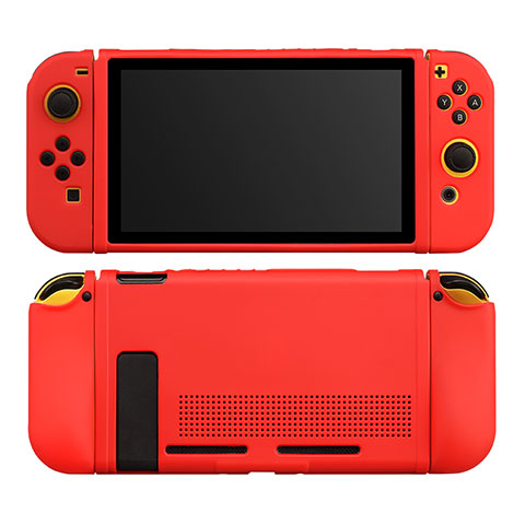 Nintendo Switch用360度 フルカバー極薄ソフトケース シリコンケース 耐衝撃 全面保護 バンパー S01 Nintendo レッド