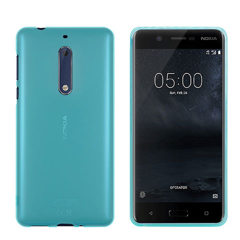 Nokia 5用極薄ソフトケース シリコンケース 耐衝撃 全面保護 クリア透明 ノキア ネイビー