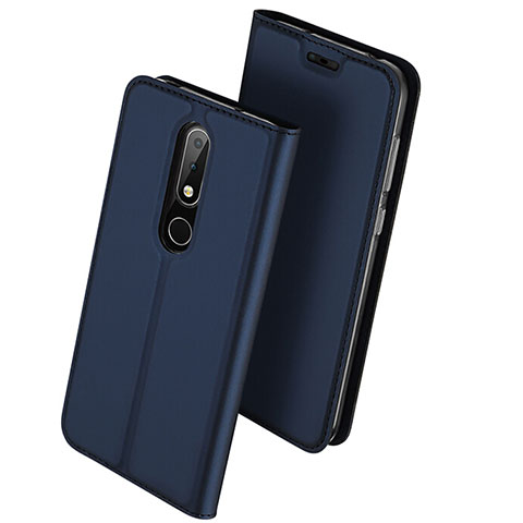 Nokia 6.1 Plus用手帳型 レザーケース スタンド L01 ノキア ネイビー