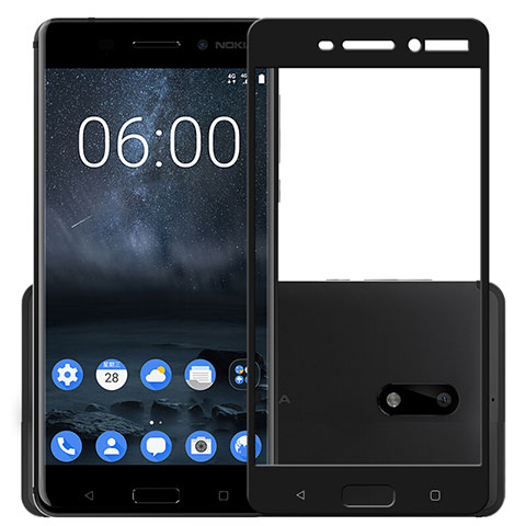 Nokia 6用強化ガラス フル液晶保護フィルム F03 ノキア ブラック