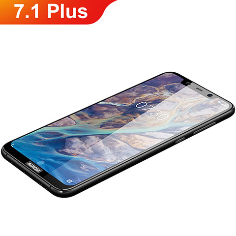 Nokia 7.1 Plus用強化ガラス フル液晶保護フィルム F03 ノキア ブラック