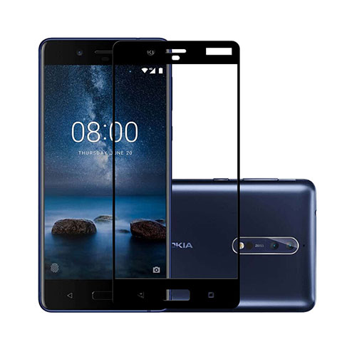 Nokia 8用強化ガラス フル液晶保護フィルム ノキア ブラック