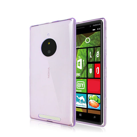 Nokia Lumia 830用極薄ソフトケース シリコンケース 耐衝撃 全面保護 クリア透明 ノキア パープル