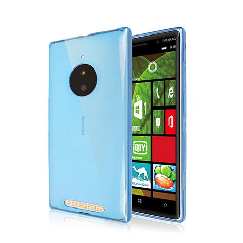 Nokia Lumia 830用極薄ソフトケース シリコンケース 耐衝撃 全面保護 クリア透明 ノキア ネイビー