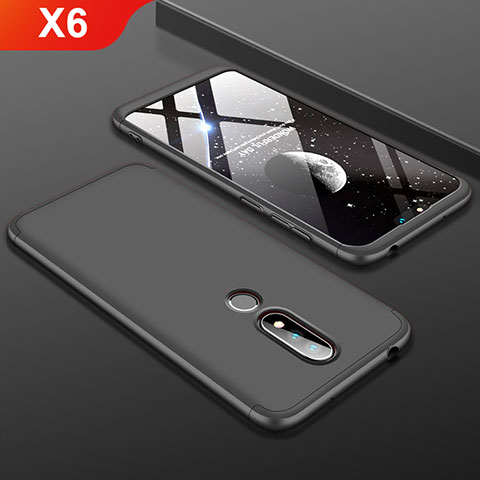 Nokia X6用ハードケース プラスチック 質感もマット 前面と背面 360度 フルカバー P01 ノキア ブラック