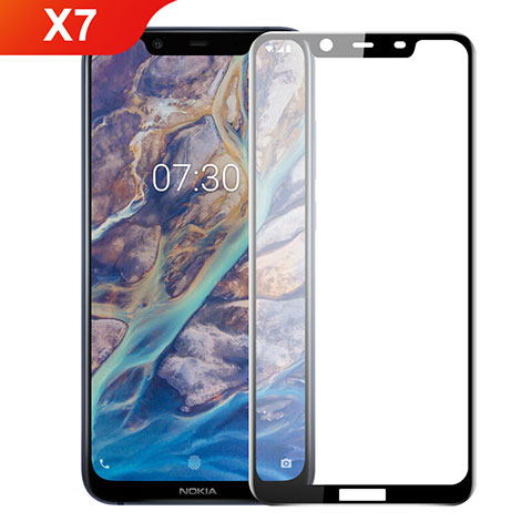 Nokia X7用強化ガラス フル液晶保護フィルム F02 ノキア ブラック