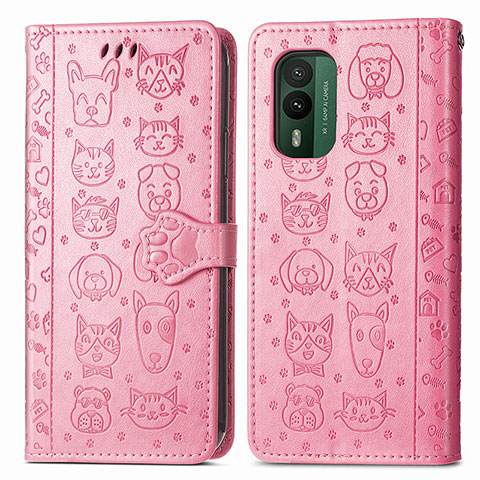 Nokia XR21用手帳型 レザーケース スタンド パターン カバー S03D ノキア ピンク