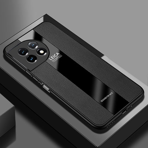 OnePlus 11 5G用シリコンケース ソフトタッチラバー レザー柄 カバー PB1 OnePlus ブラック