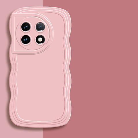 OnePlus 11 5G用360度 フルカバー極薄ソフトケース シリコンケース 耐衝撃 全面保護 バンパー YK7 OnePlus ピンク