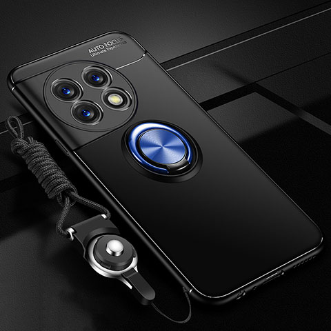 OnePlus 11 5G用極薄ソフトケース シリコンケース 耐衝撃 全面保護 アンド指輪 マグネット式 バンパー SD3 OnePlus ネイビー・ブラック