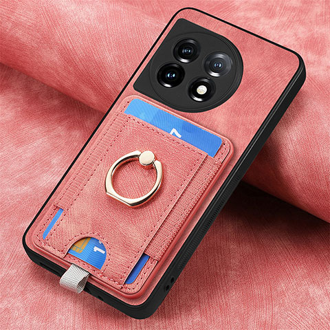 OnePlus 11 5G用シリコンケース ソフトタッチラバー レザー柄 カバー SD2 OnePlus ピンク