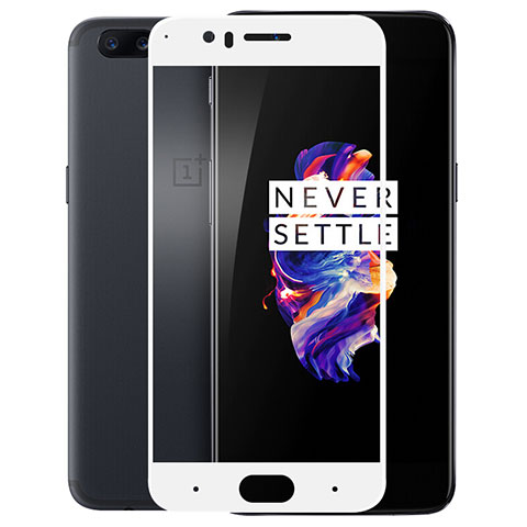 OnePlus 5用強化ガラス フル液晶保護フィルム OnePlus ホワイト