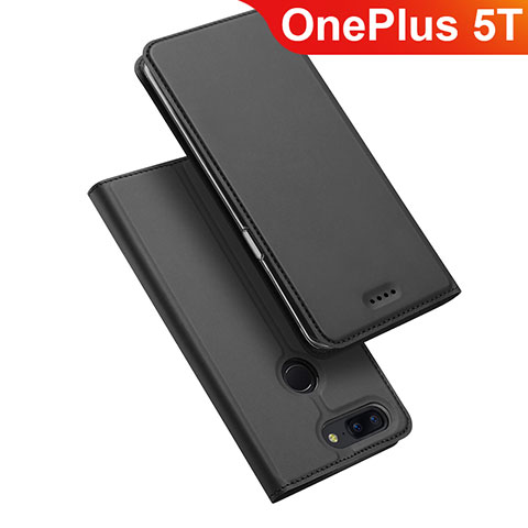 OnePlus 5T A5010用手帳型 レザーケース スタンド カバー OnePlus ブラック