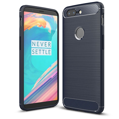 OnePlus 5T A5010用シリコンケース ソフトタッチラバー ツイル カバー T01 OnePlus ネイビー