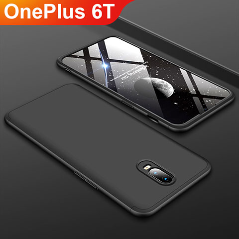 OnePlus 6T用ハードケース プラスチック 質感もマット 前面と背面 360度 フルカバー OnePlus ブラック