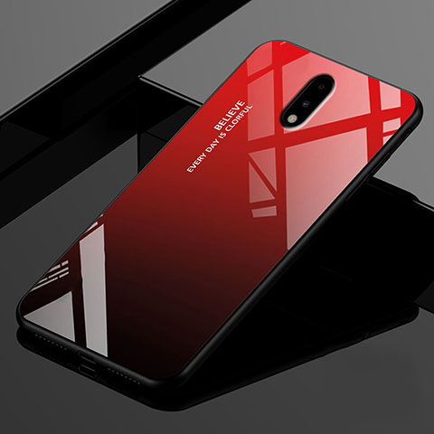 OnePlus 7用ハイブリットバンパーケース プラスチック 鏡面 カバー OnePlus レッド