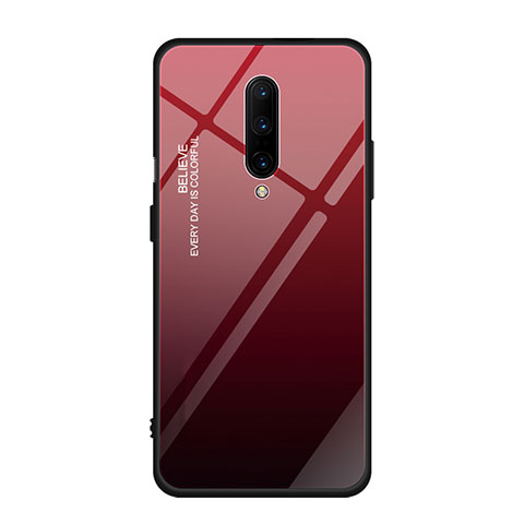 OnePlus 7 Pro用ハイブリットバンパーケース プラスチック 鏡面 虹 グラデーション 勾配色 カバー OnePlus レッド