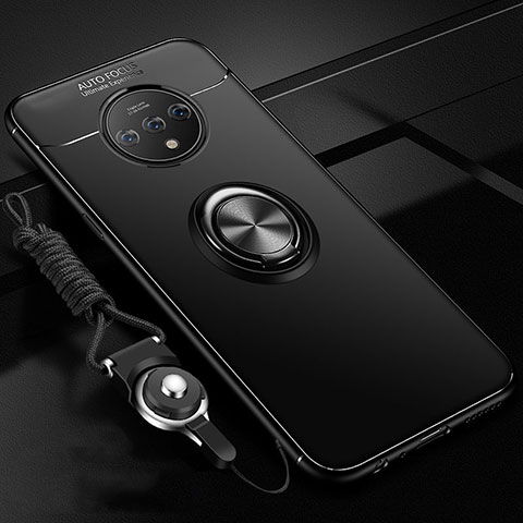OnePlus 7T用極薄ソフトケース シリコンケース 耐衝撃 全面保護 アンド指輪 マグネット式 バンパー OnePlus ブラック