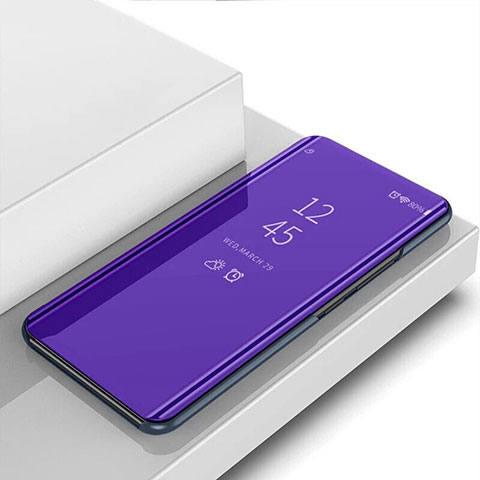 OnePlus 7T用手帳型 レザーケース スタンド 鏡面 カバー OnePlus パープル
