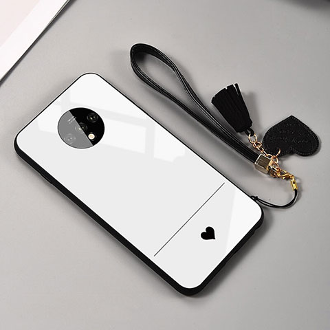 OnePlus 7T用ハイブリットバンパーケース プラスチック 鏡面 カバー T02 OnePlus ホワイト