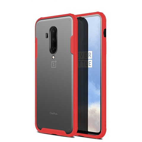 OnePlus 7T Pro 5G用極薄ケース クリア透明 プラスチック 質感もマット カバー OnePlus レッド