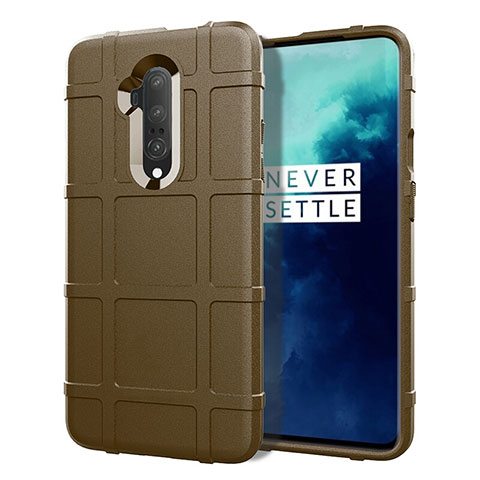 OnePlus 7T Pro 5G用360度 フルカバー極薄ソフトケース シリコンケース 耐衝撃 全面保護 バンパー S01 OnePlus ブラウン