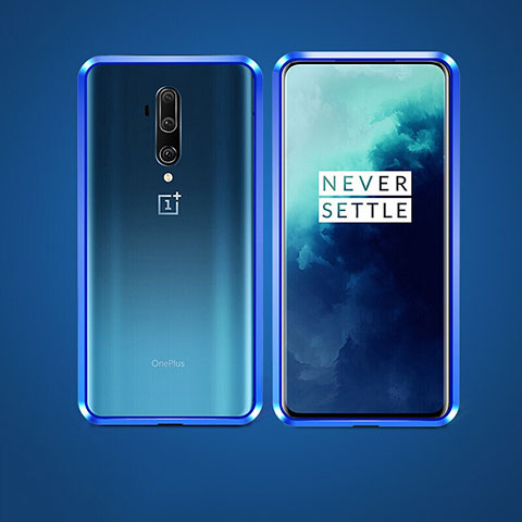 OnePlus 7T Pro用ケース 高級感 手触り良い アルミメタル 製の金属製 360度 フルカバーバンパー 鏡面 カバー OnePlus ネイビー