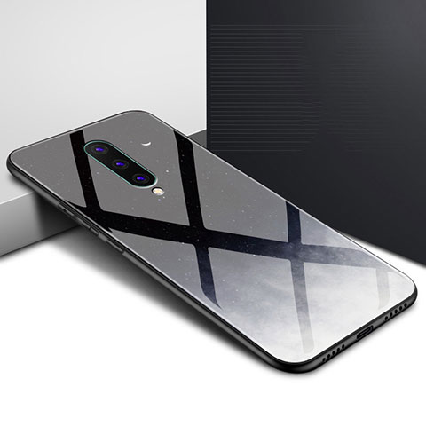 OnePlus 8用ハイブリットバンパーケース プラスチック パターン 鏡面 カバー OnePlus ブラック