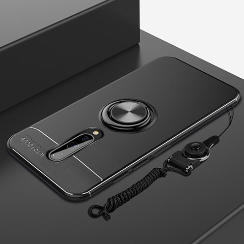 OnePlus 8用極薄ソフトケース シリコンケース 耐衝撃 全面保護 アンド指輪 マグネット式 バンパー A01 OnePlus ブラック
