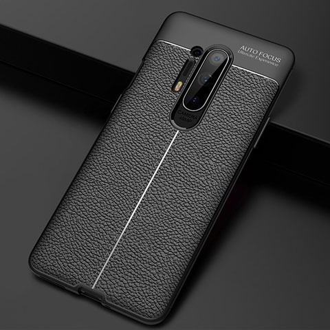 OnePlus 8 Pro用シリコンケース ソフトタッチラバー レザー柄 カバー H03 OnePlus ブラック