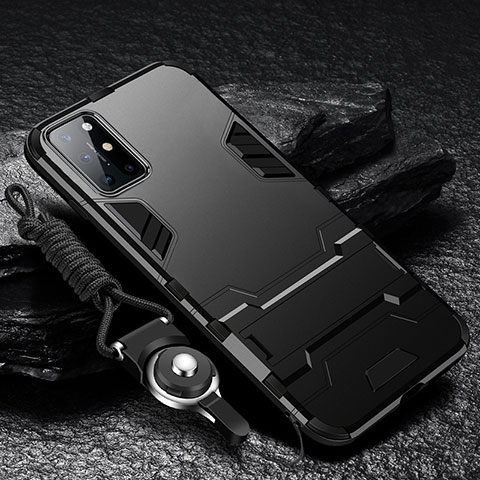 OnePlus 8T 5G用ハイブリットバンパーケース スタンド プラスチック 兼シリコーン カバー A01 OnePlus ブラック