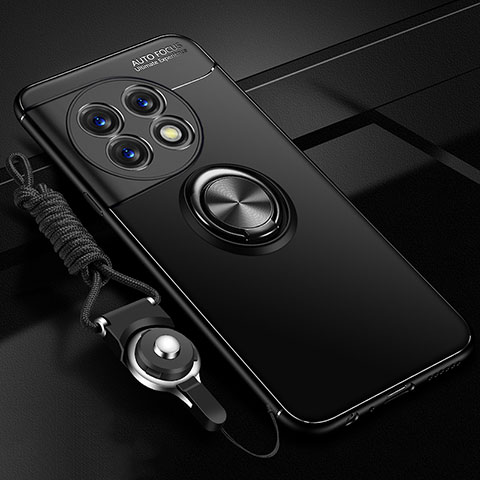 OnePlus Ace 2 5G用極薄ソフトケース シリコンケース 耐衝撃 全面保護 アンド指輪 マグネット式 バンパー SD3 OnePlus ブラック