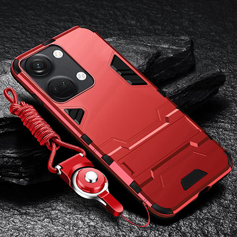 OnePlus Ace 2V 5G用ハイブリットバンパーケース スタンド プラスチック 兼シリコーン カバー R01 OnePlus レッド