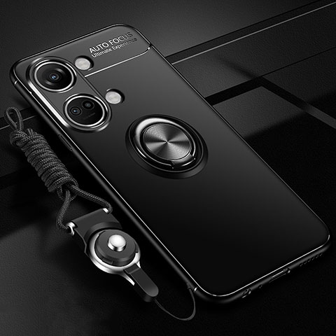 OnePlus Ace 2V 5G用極薄ソフトケース シリコンケース 耐衝撃 全面保護 アンド指輪 マグネット式 バンパー SD3 OnePlus ブラック