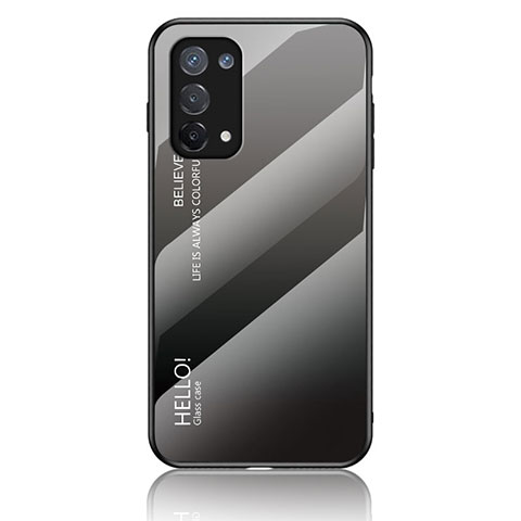 OnePlus Nord N200 5G用ハイブリットバンパーケース プラスチック 鏡面 虹 グラデーション 勾配色 カバー LS1 OnePlus ダークグレー