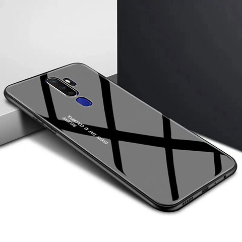 Oppo A11用ハイブリットバンパーケース プラスチック 鏡面 カバー Oppo ブラック