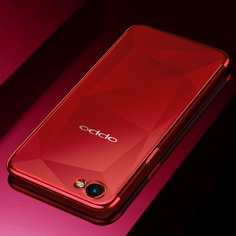 Oppo A3用極薄ソフトケース シリコンケース 耐衝撃 全面保護 クリア透明 H02 Oppo レッド