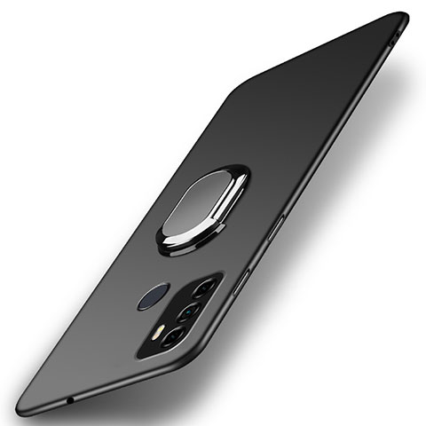 Oppo A53s用ハードケース プラスチック 質感もマット アンド指輪 マグネット式 A01 Oppo ブラック