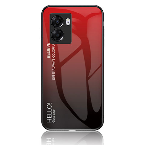 Oppo A56S 5G用ハイブリットバンパーケース プラスチック 鏡面 虹 グラデーション 勾配色 カバー LS1 Oppo レッド