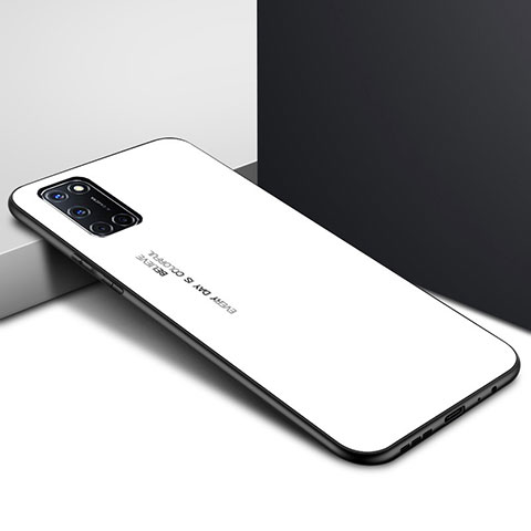 Oppo A72用ハイブリットバンパーケース プラスチック 鏡面 カバー Oppo ホワイト