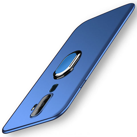 Oppo A9 (2020)用ハードケース プラスチック 質感もマット アンド指輪 マグネット式 A01 Oppo ネイビー