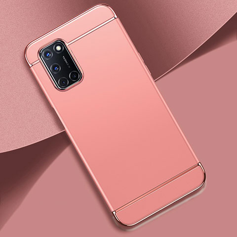 Oppo A92用ケース 高級感 手触り良い メタル兼プラスチック バンパー T01 Oppo ローズゴールド