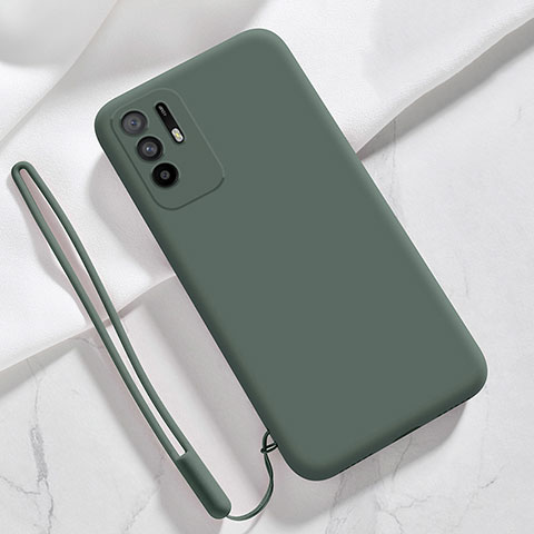 Oppo A94 5G用360度 フルカバー極薄ソフトケース シリコンケース 耐衝撃 全面保護 バンパー Oppo モスグリー