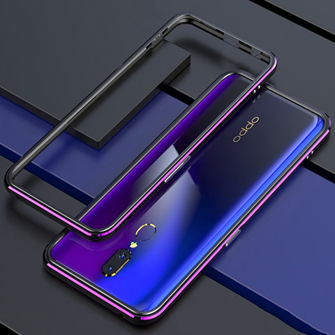 Oppo A9X用ケース 高級感 手触り良い アルミメタル 製の金属製 360度 フルカバーバンパー 鏡面 カバー M01 Oppo パープル