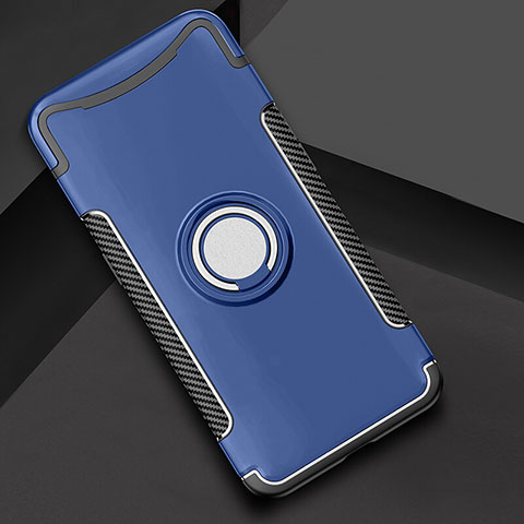 Oppo Find X用ハイブリットバンパーケース プラスチック アンド指輪 兼シリコーン カバー Oppo ネイビー