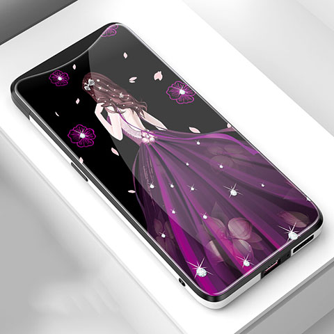 Oppo Find X Super Flash Edition用ハイブリットバンパーケース プラスチック ドレスガール ドレス少女 鏡面 カバー Oppo パープル