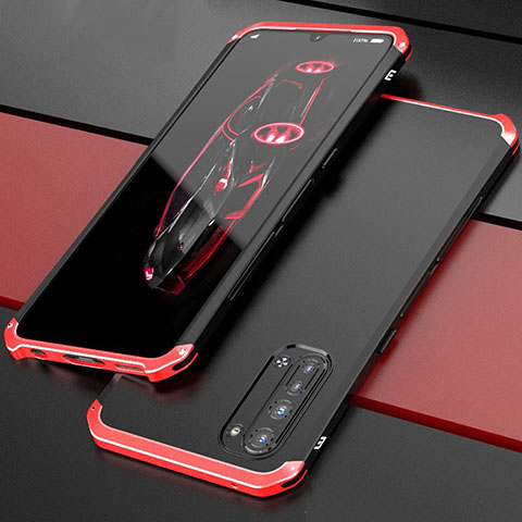 Oppo Find X2 Lite用ケース 高級感 手触り良い アルミメタル 製の金属製 カバー Oppo レッド・ブラック