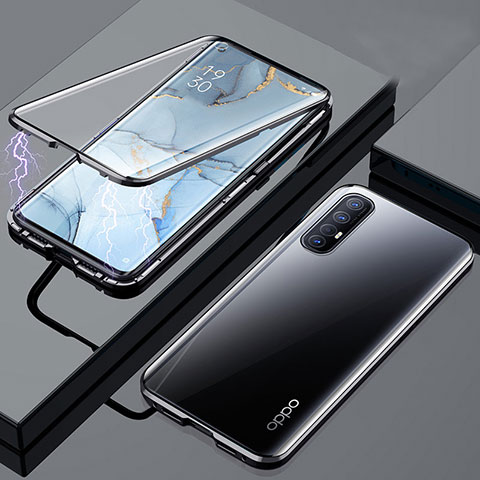 Oppo Find X2 Neo用ケース 高級感 手触り良い アルミメタル 製の金属製 360度 フルカバーバンパー 鏡面 カバー M01 Oppo ブラック