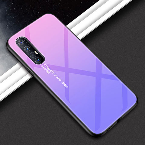 Oppo Find X2 Neo用ハイブリットバンパーケース プラスチック 鏡面 カバー Oppo シアン