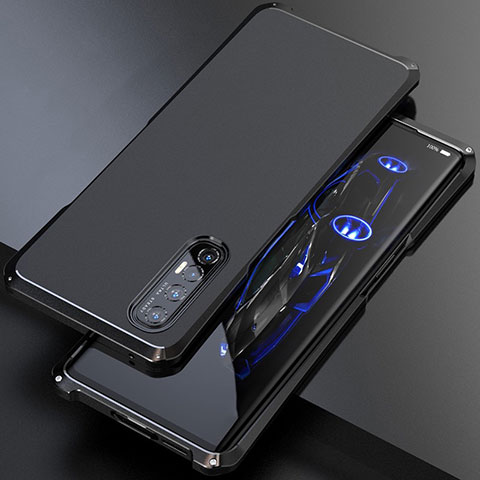 Oppo Find X2 Neo用ケース 高級感 手触り良い アルミメタル 製の金属製 カバー Oppo ブラック